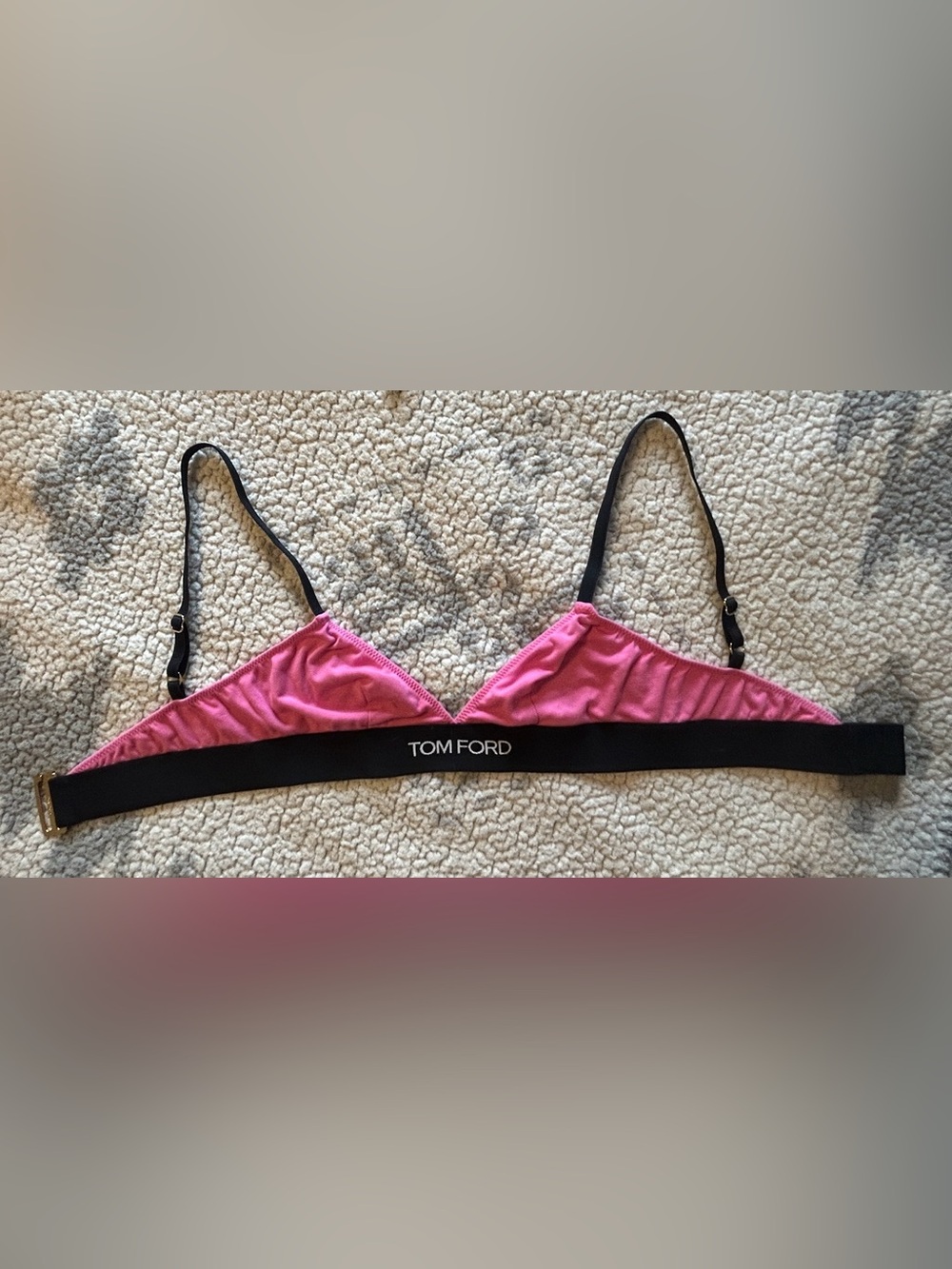 NEW TOM FORD Modal Signature Triangle Bra (Rosebloom) Pink & Black Bralette - Picture 12 of 14